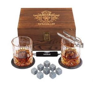 Whiskey Glass Set of 2 - Bourbon Whiskey Stones Gift Set